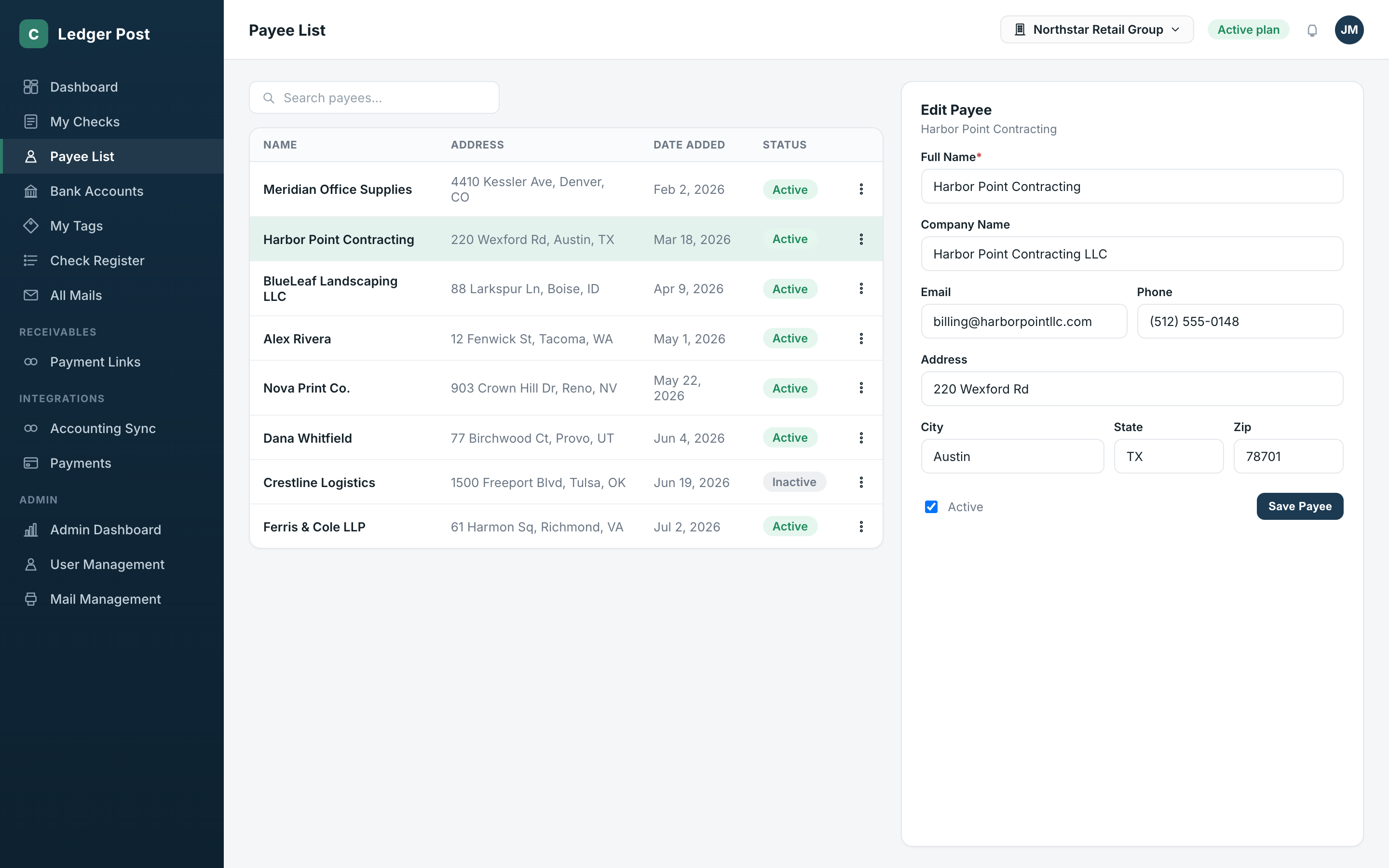 Banks, Payees, Security, Payments & Admin Operations
